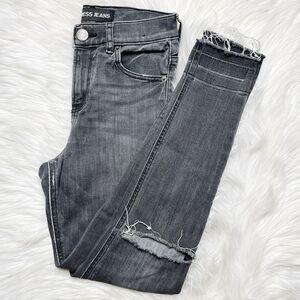 Express Ankle Legging High Rise Distressed Jeans Dark Grey Size 00R